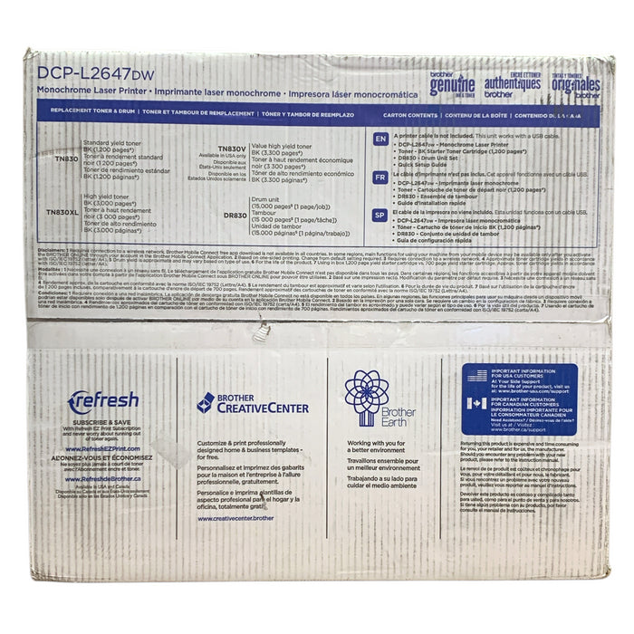 Brother Monochrome Laser Printer & Multifunction Copier, DCP-L2647DW