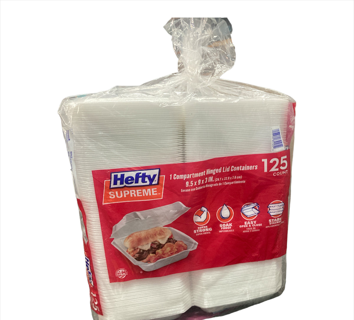 Member's Mark Hefty Hinged Lid Container (125 ct