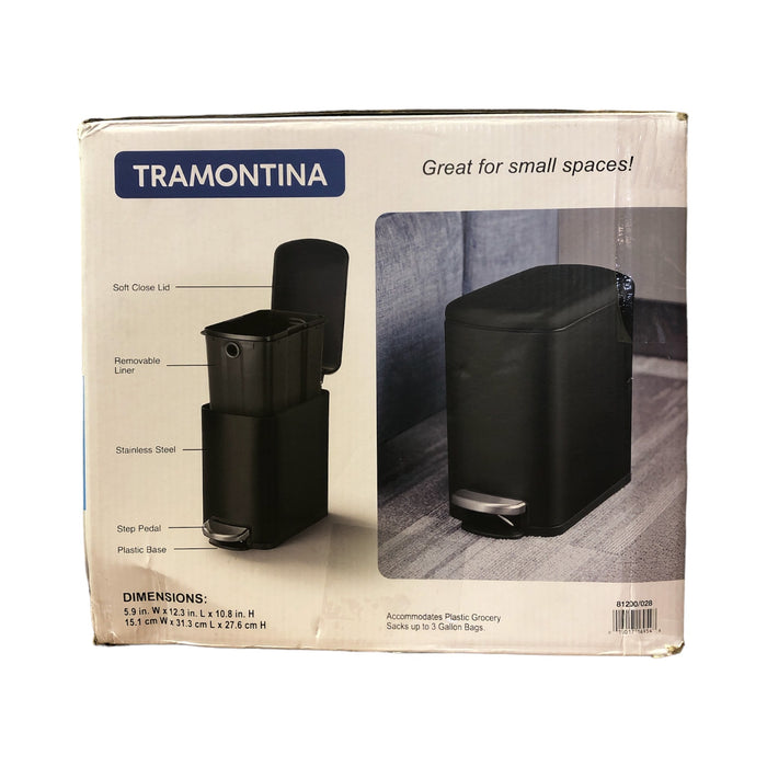 Tramontina 2 Pack Stainless Steel, Soft Close 1.6 Gallon Step Trash Cans (Black)