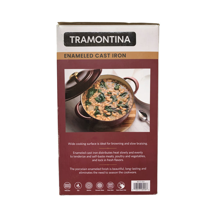 Tramontina 7-Quart Enameled Cast Iron Round Dutch Oven, Cranberry/Gold