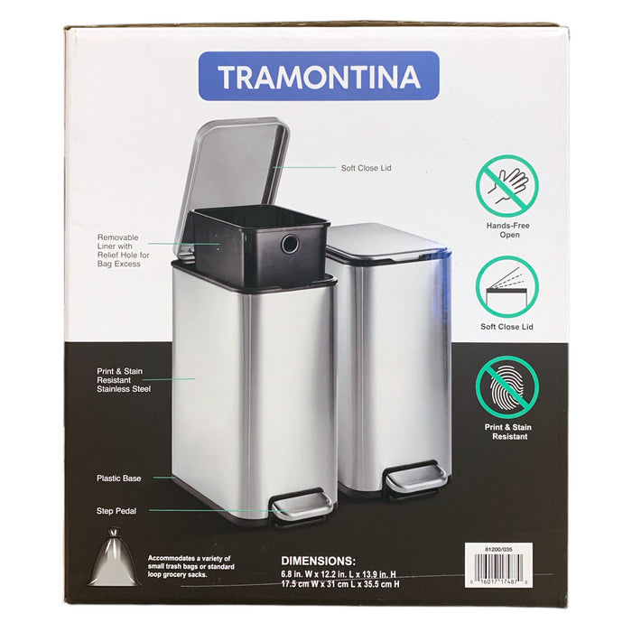 Tramontina 2-Pack Step Cans, Print & Stain Resistant Stainless Steel, 2-Gallon