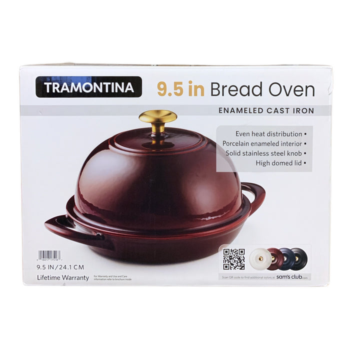 Tramontina Enameled Cast Iron 9.5" Bread Oven, Cranberry/Gold