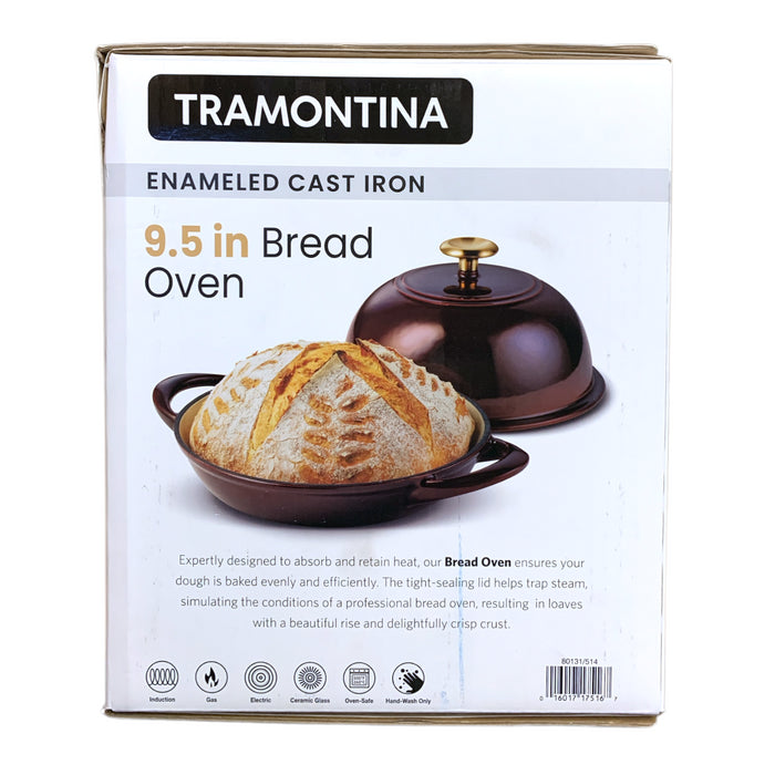 Tramontina Enameled Cast Iron 9.5" Bread Oven, Cranberry/Gold