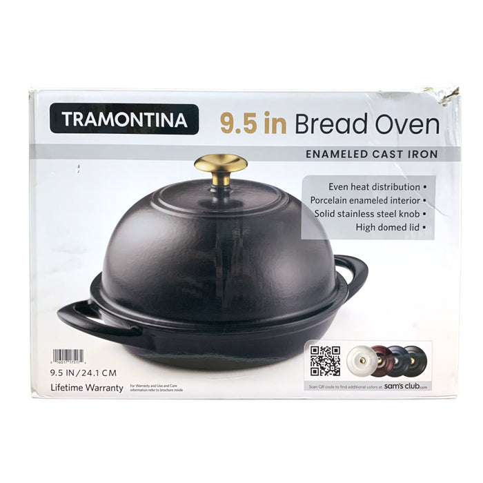 Tramontina Enameled Cast Iron 9.5" Bread Oven, Black/Gold