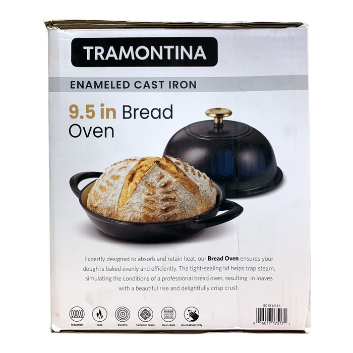 Tramontina Enameled Cast Iron 9.5" Bread Oven, Black/Gold