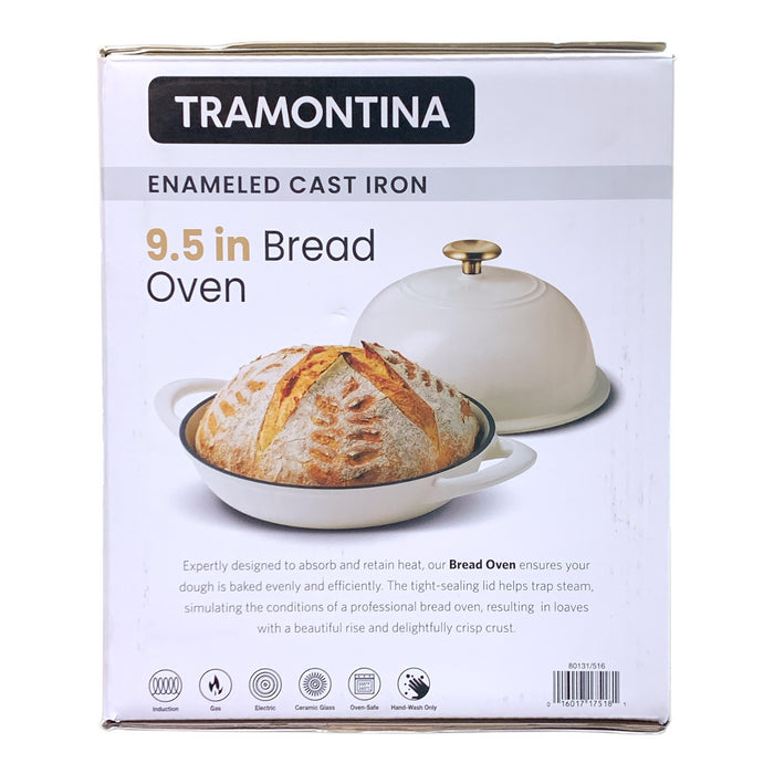 Tramontina Enameled Cast Iron 9.5" Bread Oven, Latte/Gold