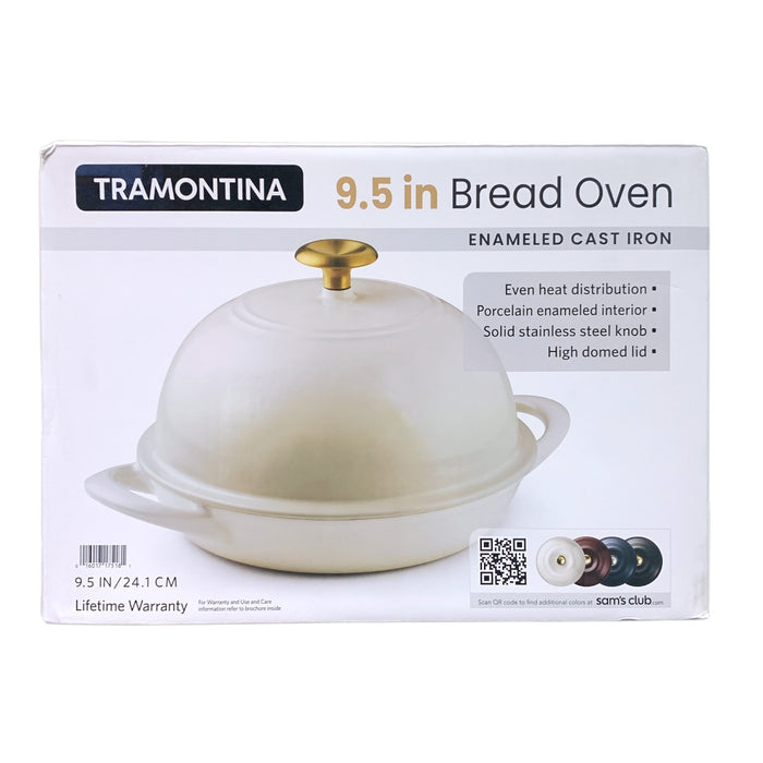 Tramontina Enameled Cast Iron 9.5" Bread Oven, Latte/Gold