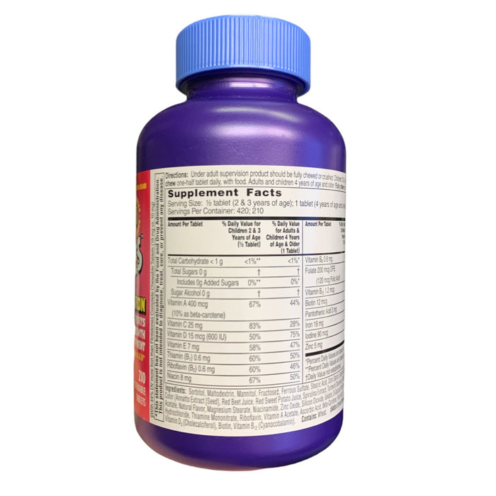 Bayer Flintstones + Extra Iron Chewable Multivitamin Tablets for Kids, 210 ct.