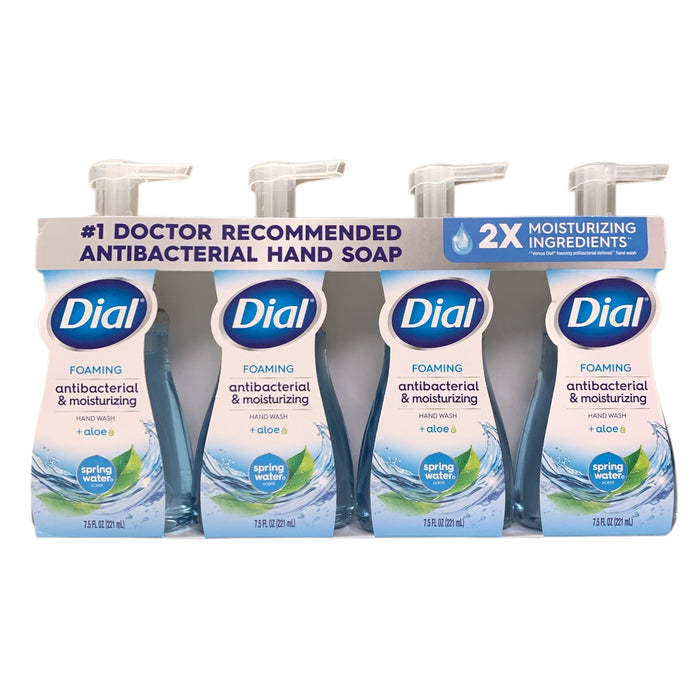 Dial Foaming Antibacterial & Moisturizing Hand Wash with Aloe, Spring Water, 4pk