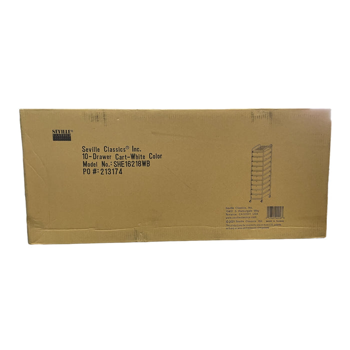 Seville Classics 10-Drawer Organizer Cart, Frost White
