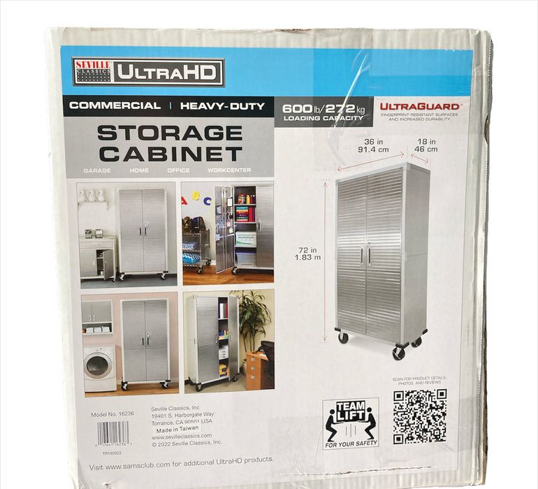 UltraHD Steel Heavy-Duty Storage Cabinet by Seville Classic in Silver