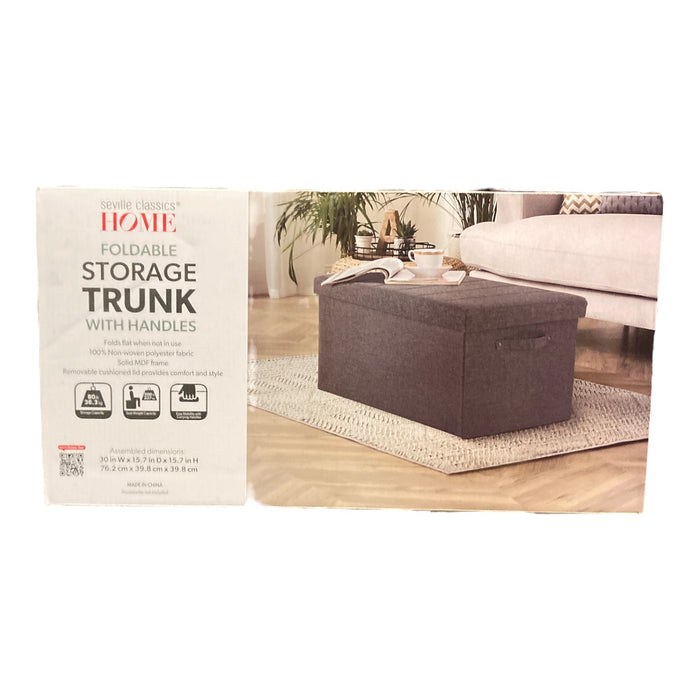 Seville Classics Foldable Storage Bench Ottoman with Handles (Modern Gray)