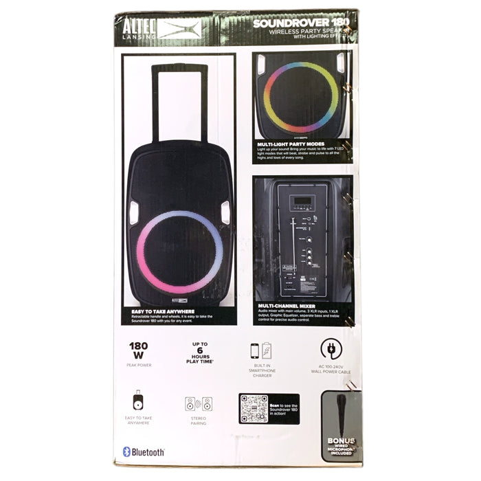 Altec Lansing SoundRover 180 Wireless Party Speaker with Lighting Effects