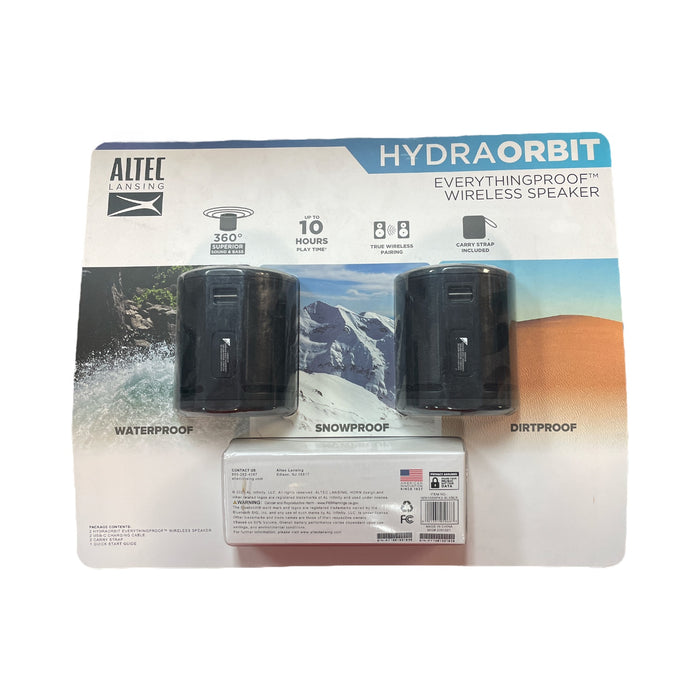Altec Lansing HydraOrbit Waterproof Bluetooth Speaker, Lightweight (2 Pack)