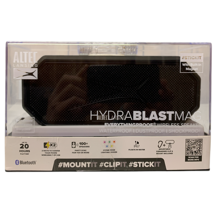 Altec Lansing HydraBlast Mag EverythingProof Bluetooth Portable Speaker, Black