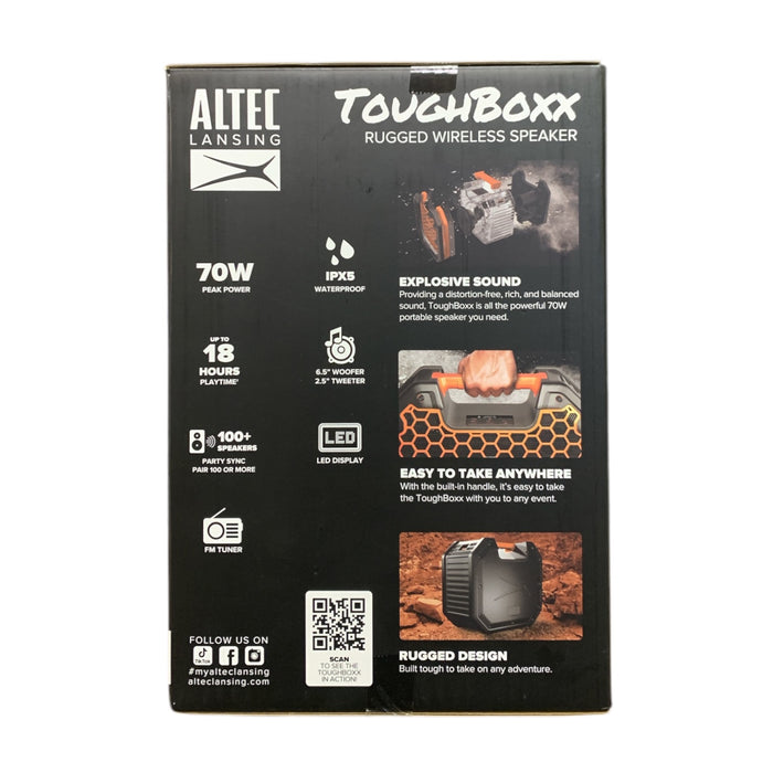 Altec Lansing ToughBoxx Rugged Wireless Speaker, 70W, 6.5" Woofer, 2.5" Tweeter