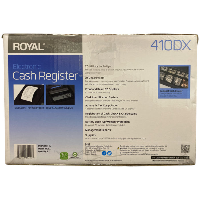 Royal 410dx Electronic Nine-Digit LCD Screen Cash Register