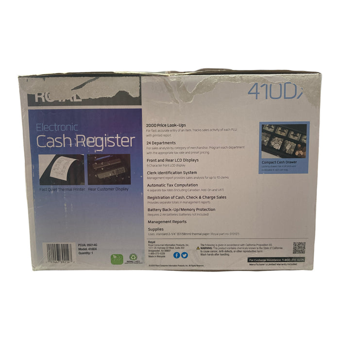 Royal 410dx Electronic Nine-Digit LCD Screen Cash Register