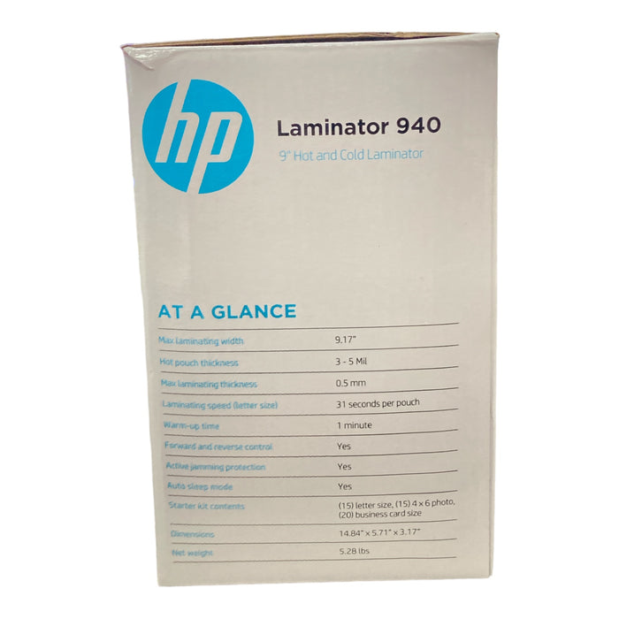 HP Royal 940 9" Hot and Cold Laminator, White (91006H)