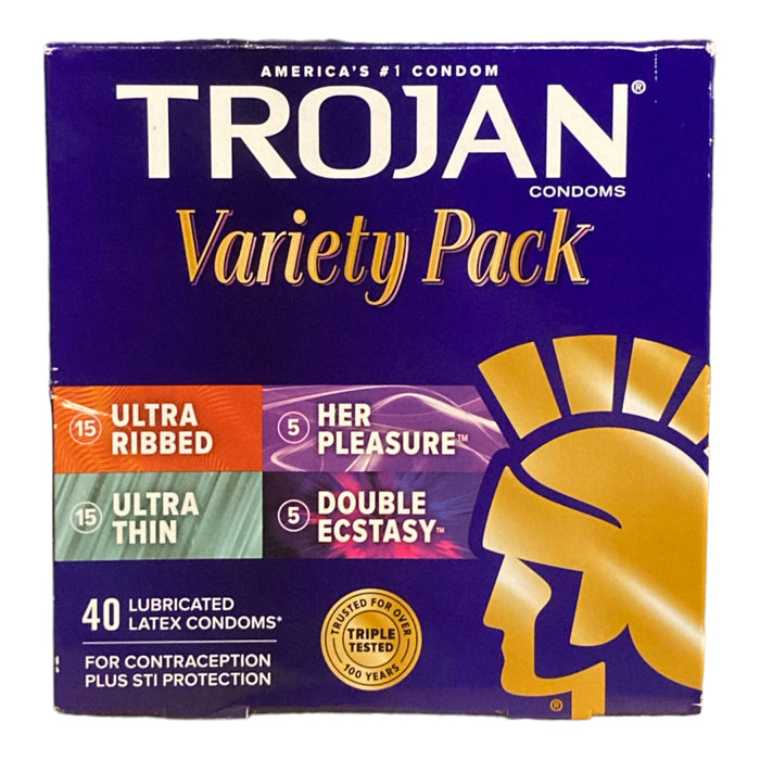 Trojan Lubricated Latex Variety Condom Pack 40 Count