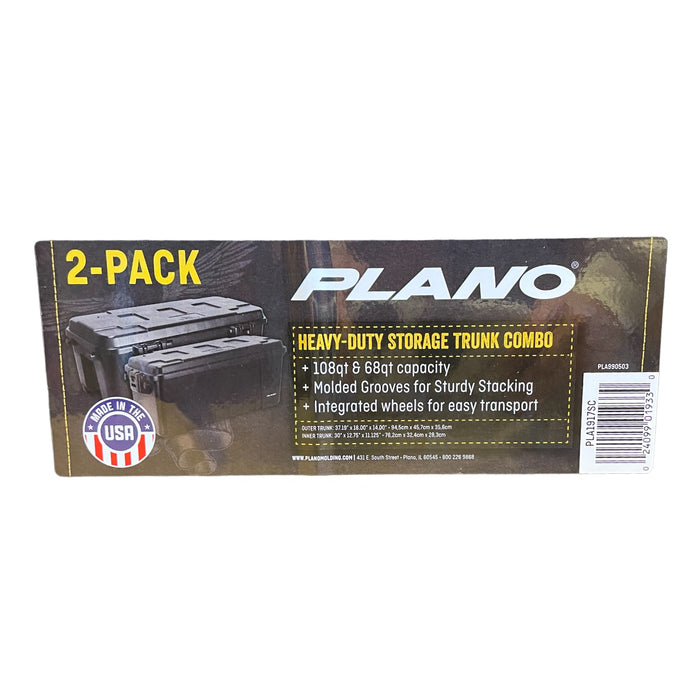 (2 Pack Combo) Plano Sportsmans 108 Quart & 68 Quart Trunk, Black