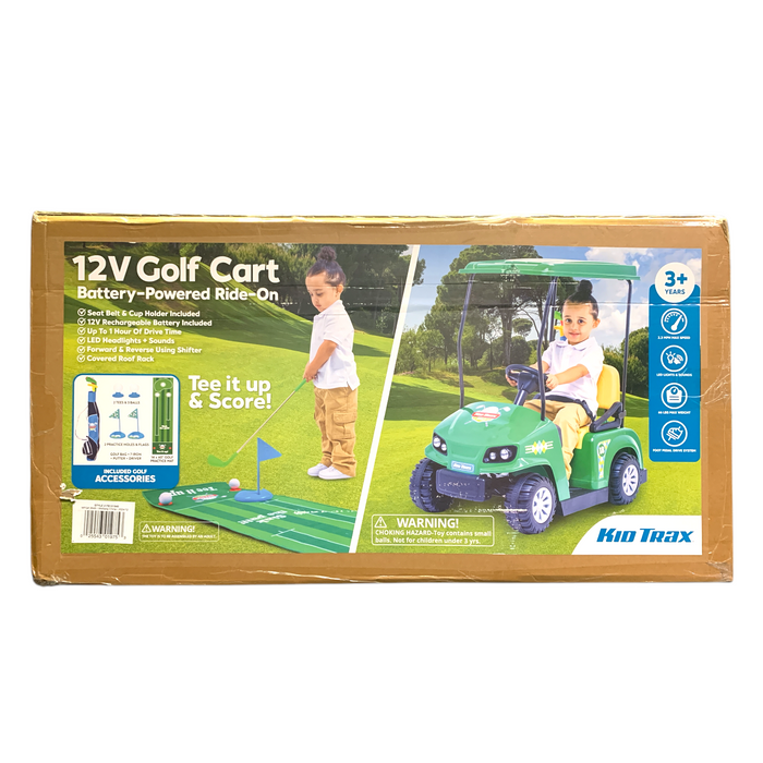 Flybar Kid Trax 12V Golf Cart Battery Powered Ride-On & Practice Golf Set