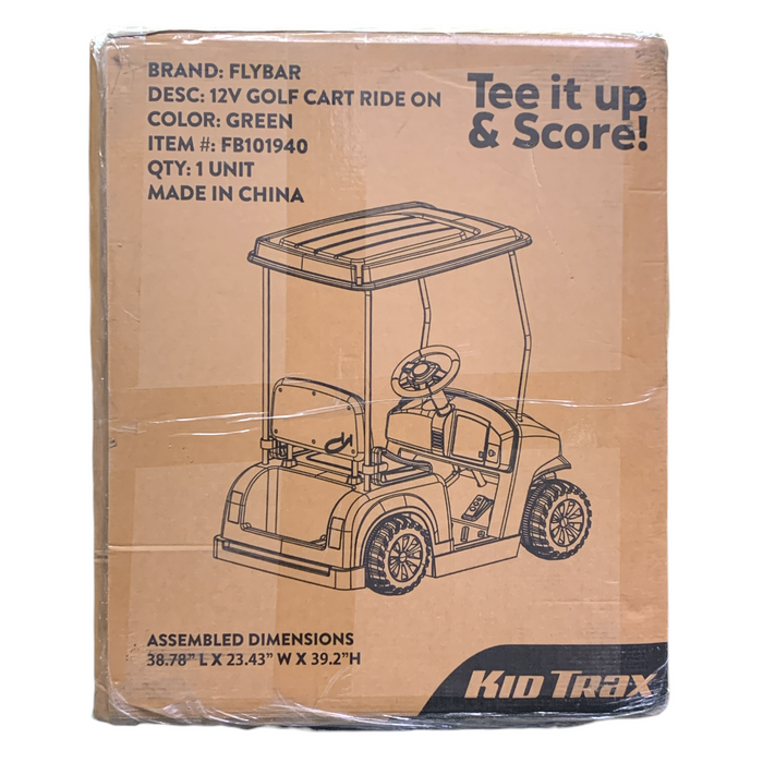 Flybar Kid Trax 12V Golf Cart Battery Powered Ride-On & Practice Golf Set