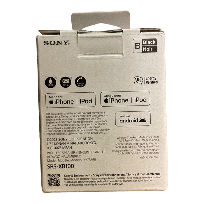 Sony SRSXB100B XB100 Portable-Bluetooth Speaker (Black)