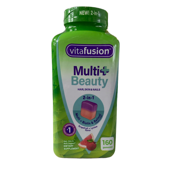 Vitafusion Multi Beauty+ Daily Multivitamin Gummies Hair Skin Nails, 160ct