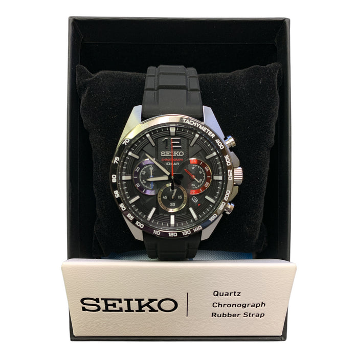 Seiko Men's Essentials Collection Quartz Chronograph Watch/Silicone Strap SSB347