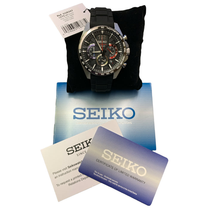 Seiko Men's Essentials Collection Quartz Chronograph Watch/Silicone Strap SSB347
