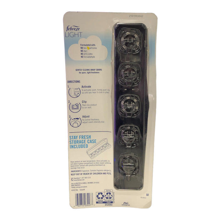 Febreze Car Air Freshener, Light Collection Sea Spray Bamboo Lavender (5pk)