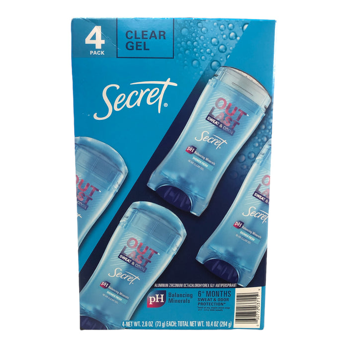 Secret Outlast Shower Fresh Clear Gel Deodorant 2.6 Ounce (Pack of 4)