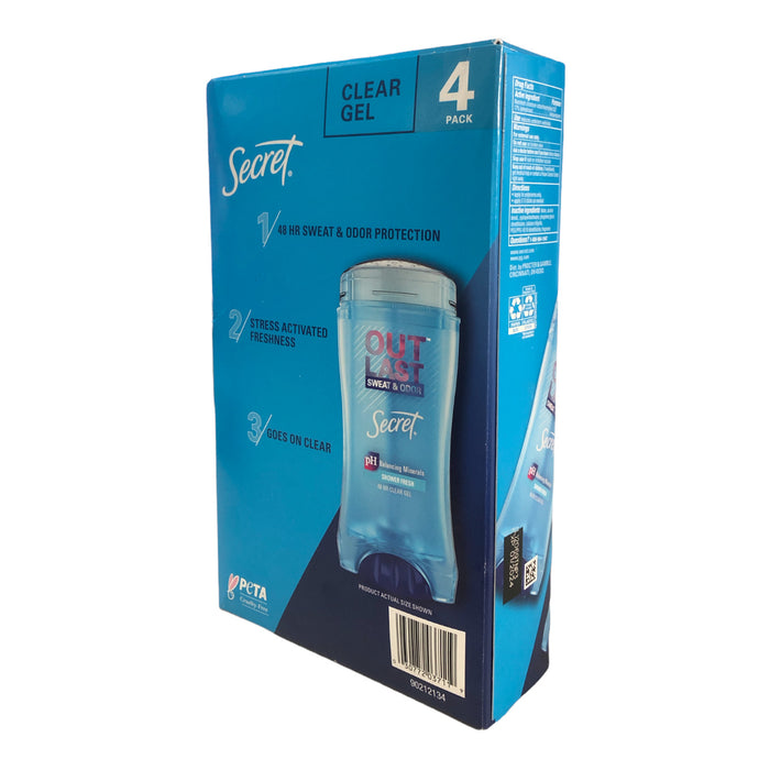 Secret Outlast Shower Fresh Clear Gel Deodorant 2.6 Ounce (Pack of 4)