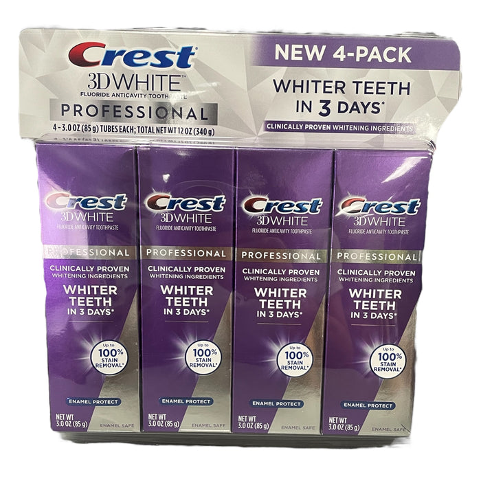 Crest 3D White Professional Enamel Protect Toothpaste, 4 Pack