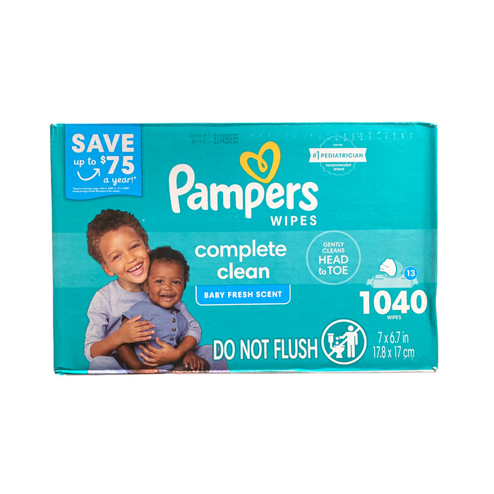 Pampers Complete Clean Baby Wipes, Baby Fresh Scent, 13 Packs - 1040 Wipes