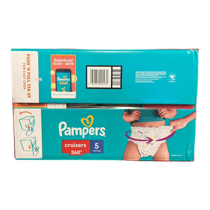 Pampers Cruisers 360 Diapers Gap-Free Fit, Size 5 (27+ Pounds), 124 Count