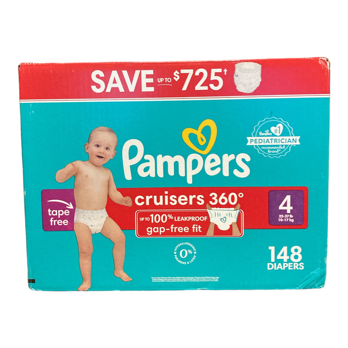 Pampers Cruisers 360 Diapers Gap-Free Fit, Size 4 (22 - 37lb), 148 Count