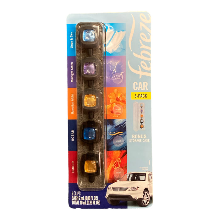 Febreze Mixed Scents Air Freshener, 5 Car Vent Clips, 5 Count (Pack of 1)