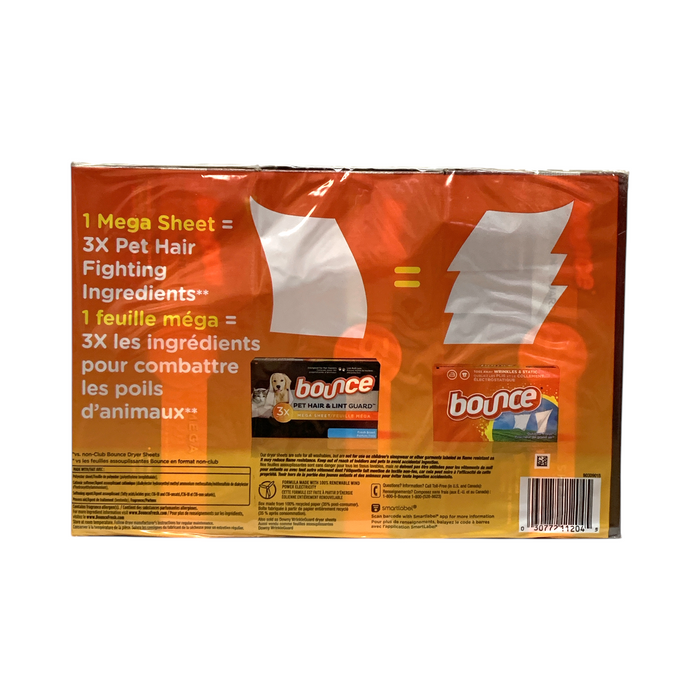 Bounce Pet Hair & Lint Guard Fresh Scent Mega Size Dryer Sheets, 3-Pack, 210ct.