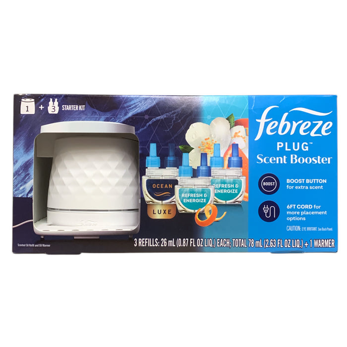 Febreze PLUG Luxe Scent Booster Kit, Ocean (1) and Refresh & Energize (2)