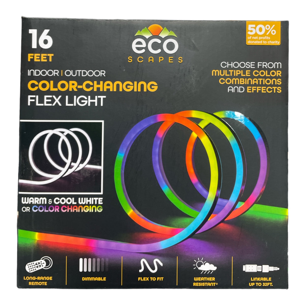 Ecoscape Led Rope Light Ecoscapes Color-Changing LED Flex Light Remote, 16ft (Indoor/Outdoor ...