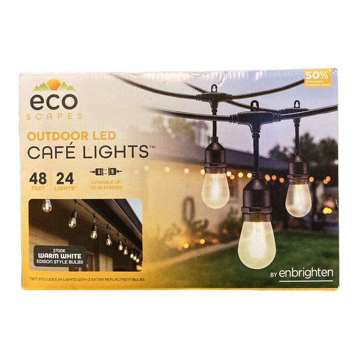 EcoScapes Outdoor LED Café Lights (24 Bulbs, 48 Feet)