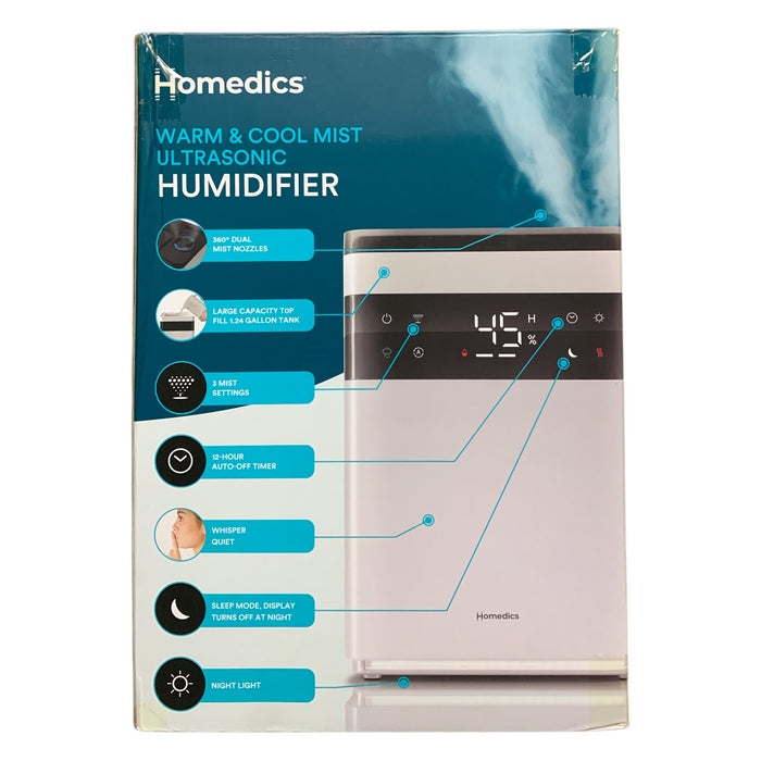 Homedics Warm and Cool Mist Ultrasonic Humidifier, 1.24 Gal. Top-Fill Tank