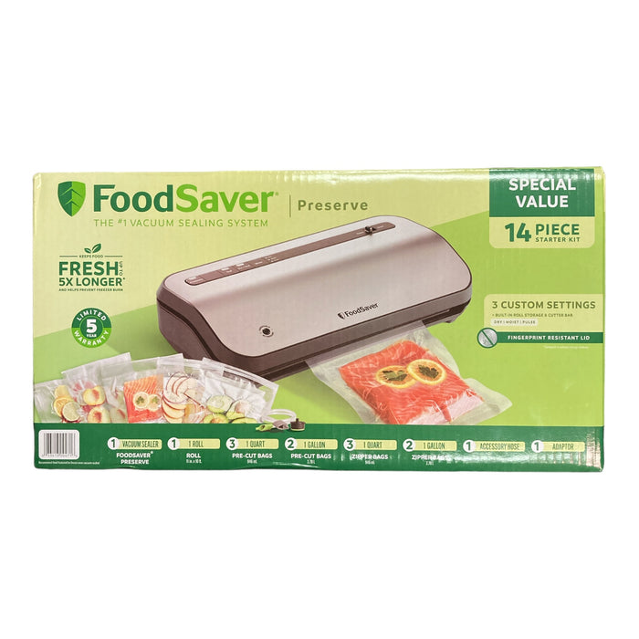 FoodSaver Preserve Vacuum Sealer, Special Value 14-Piece Starter Kit