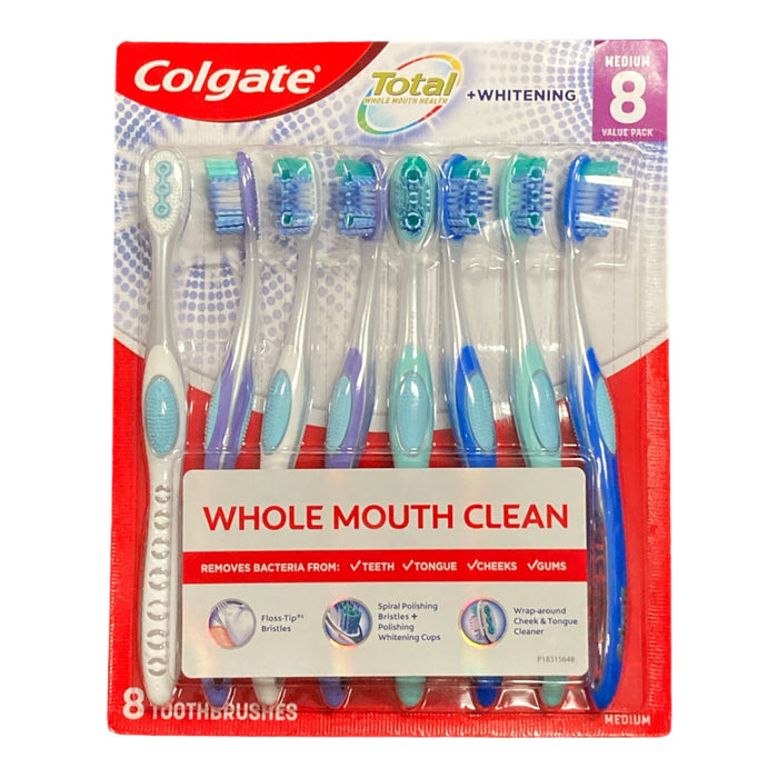 Colgate Total + Whitening Toothbrush Medium (8 Pack)