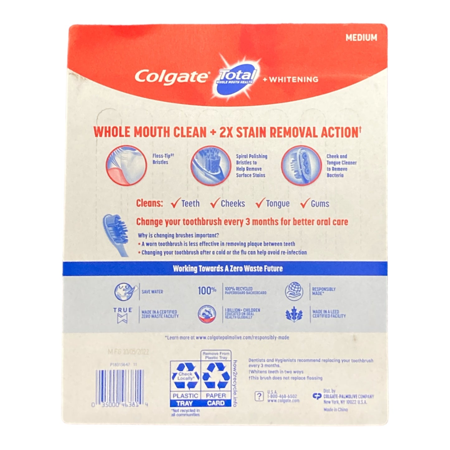 Colgate Total + Whitening Toothbrush Medium (8 Pack)
