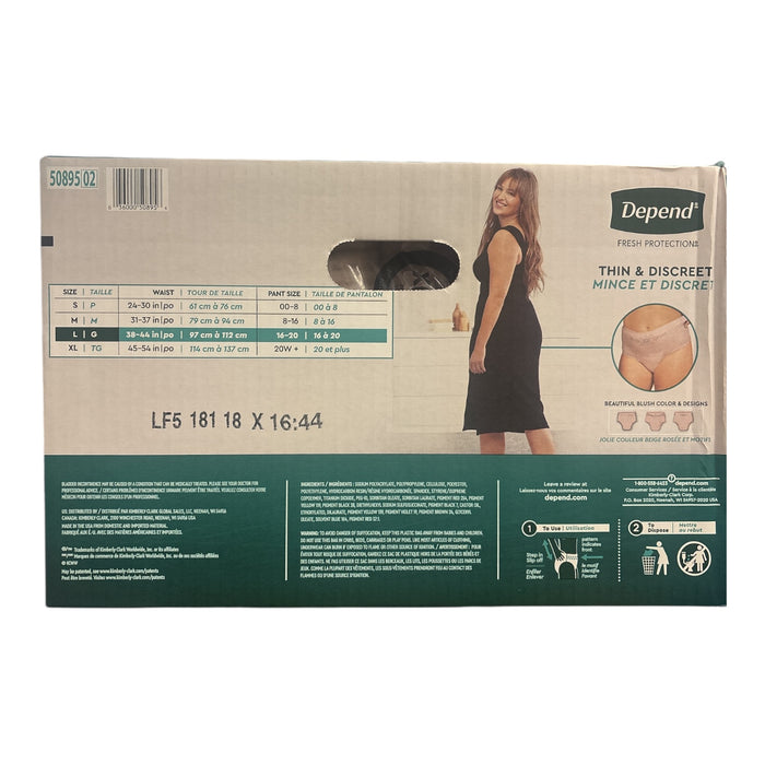 Depend Women's Fresh Protect Dry Shield Incontinence Underwear, 84 Ct, Large