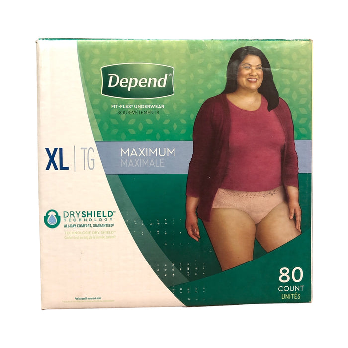 Depend Fit-Flex Dry Shield Underwear for Women - XL, 80 Count