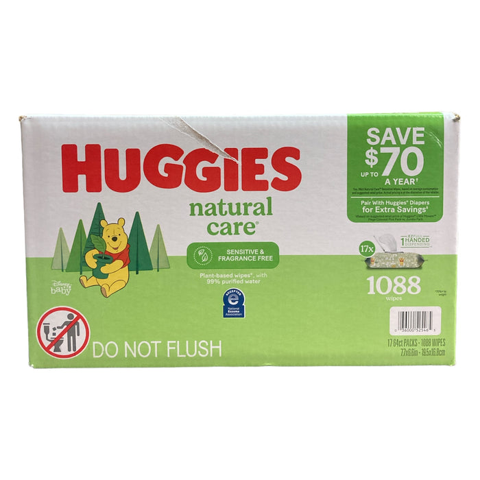 Huggies Natural Care Sensitive Baby Wipe Refill, Fragrance Free (1,088 Count)